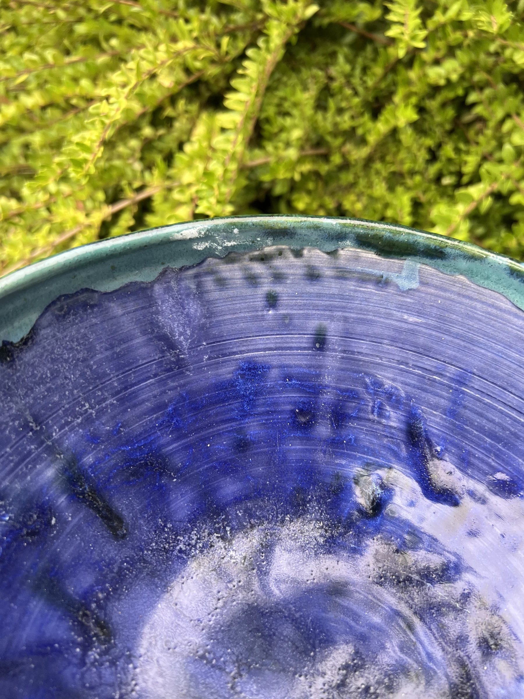 🫐 Large signed salad bowl in glazed blue-green stoneware/terracotta - Handmade – photo 5